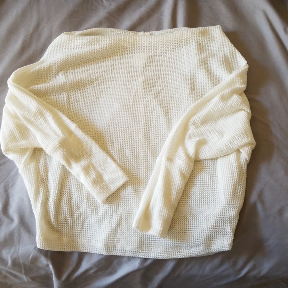 White off the shoulder thermal top
